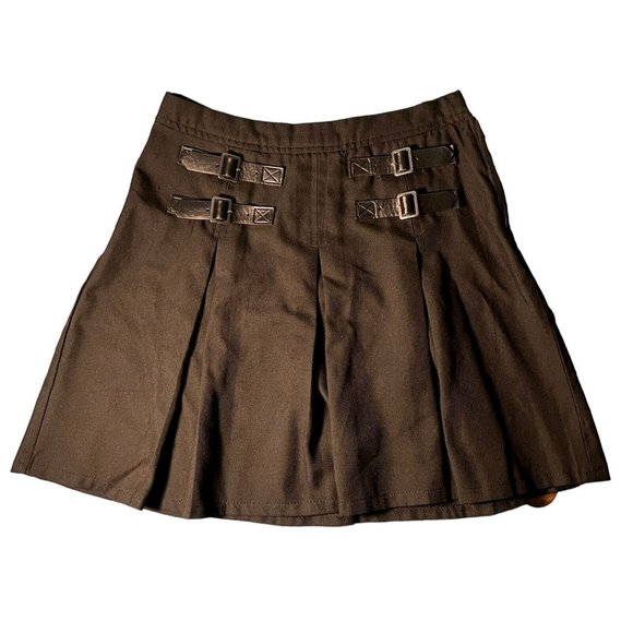 Hot Topic Dresses & Skirts - Vintage 00s Hot Topic Pleated Mini Skirt XS Black Buckles Goth Witchcore 24 x 16